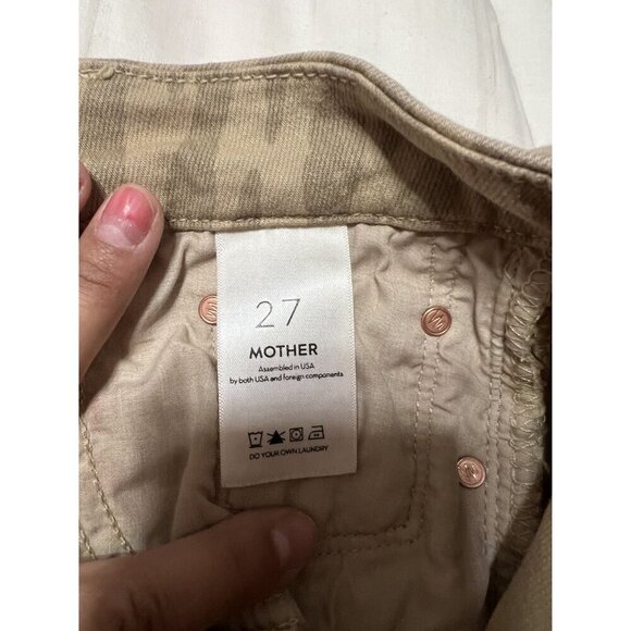 Mother Jeans Tan The Looker Fray Sweet Stripes Skinny Raw Hem Size 27 - Picture 11 of 12